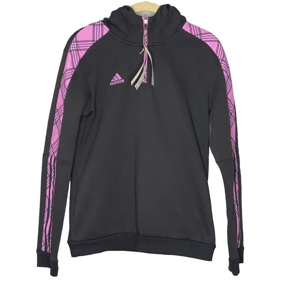 ADIDAS Tiro Winterized Hoodie Sweatshirt Track Jacket Black Lilac 3/4 Zip S NWT - Picture 6 of 16
